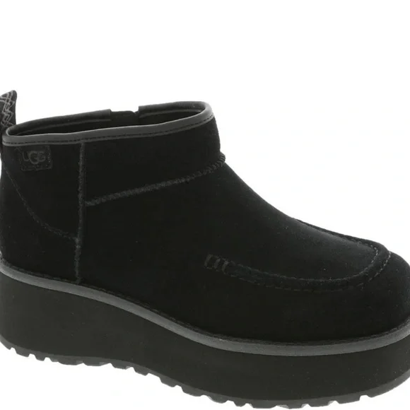 UGG Women’s Platform Suede Ankle Boots Black Size 7.5 – Chunky Lug Sole, New - Picture 10 of 10